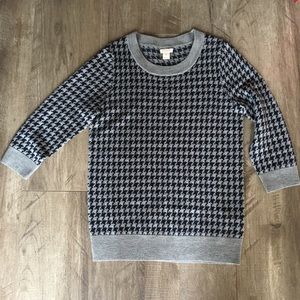 J. Crew Wool Houndstooth Quarter Sleeve Sweater